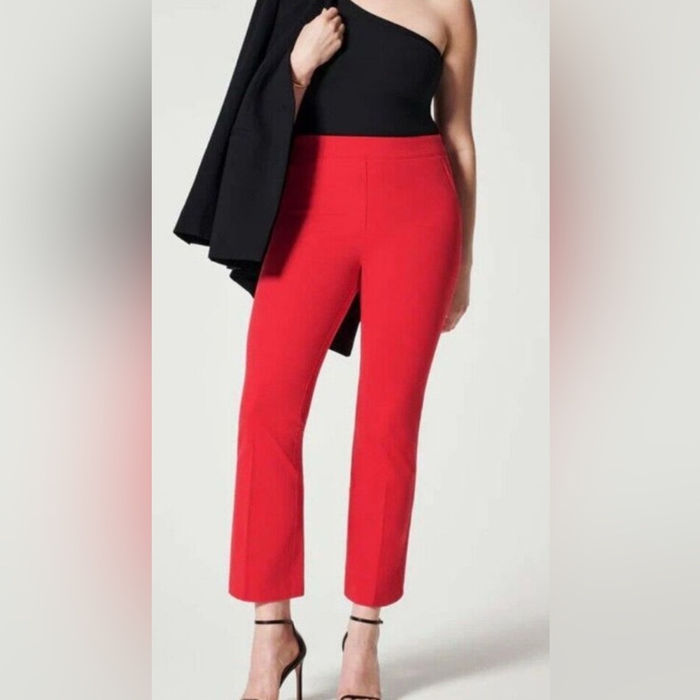 Spanx On-the-go Kick Flare Pants Pull On True Red